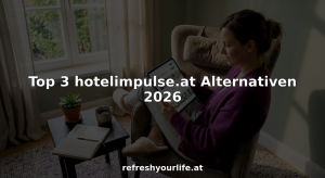 Eine Frau informiert sich zu Hause über verschiedene Therapieangebote in Wellnesshotels und vergleicht diese miteinander.